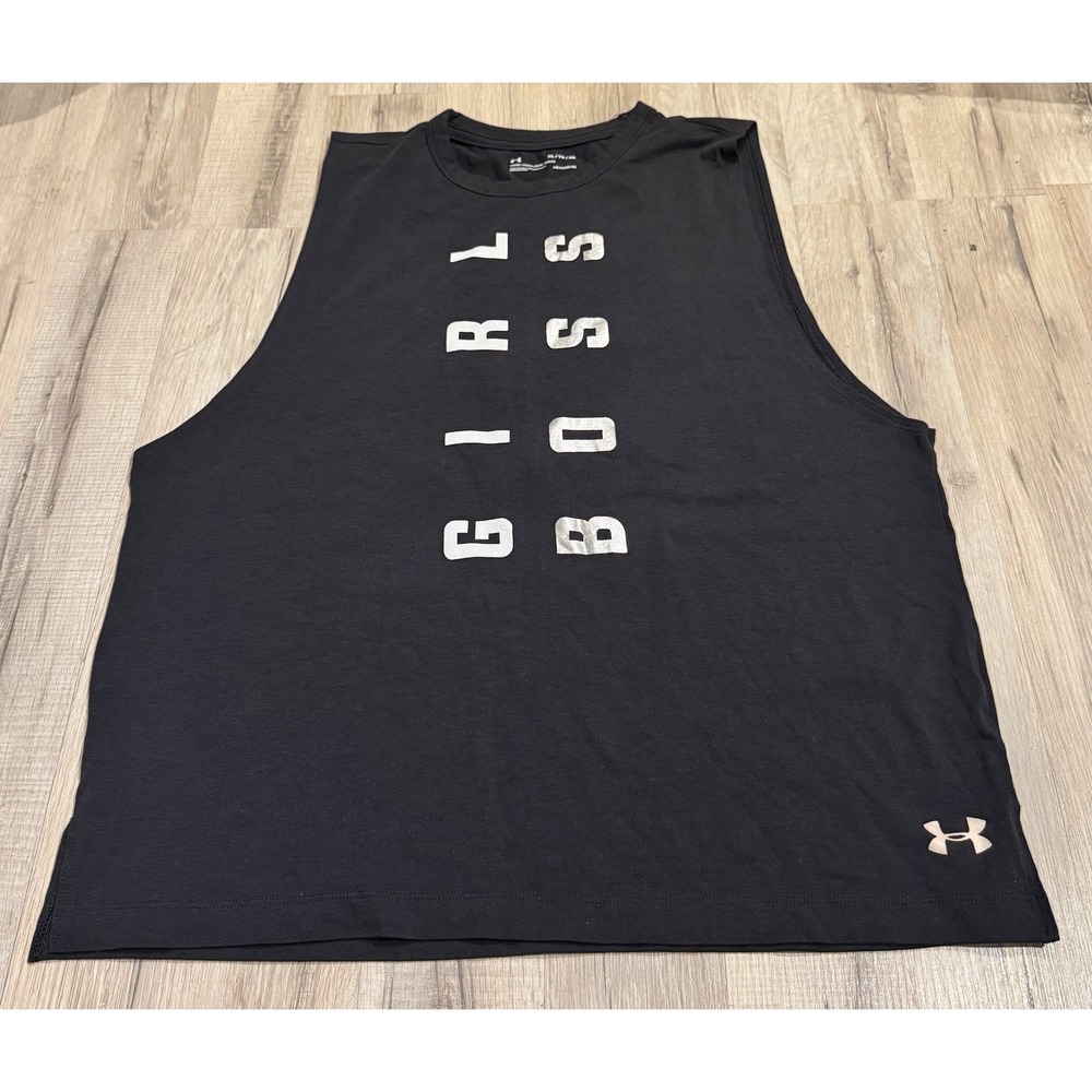 Under Armour HeatGear Black Girl Boss Tank Breathable Loose Fit Womens XL